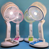 Rechargeable Table Fan with LED Light for Home & Office