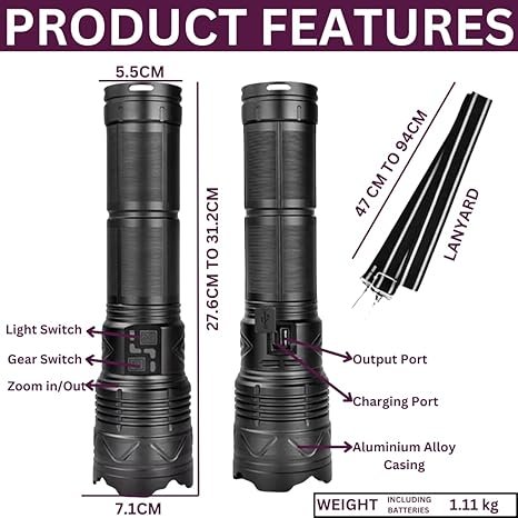 Rechargeable LED Flashlight for Indoor, Outdoor & Travel Use