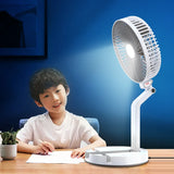 Rechargeable Table Fan with LED Light for Home & Office